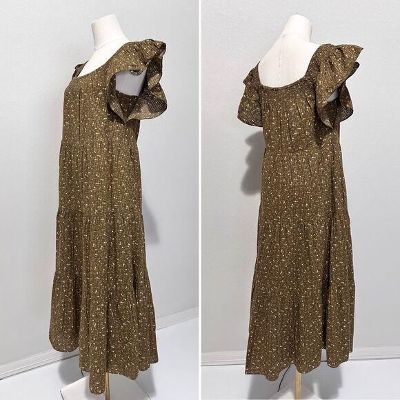 Madewell Brown Floral Midi Dress - Picture 5 of 12